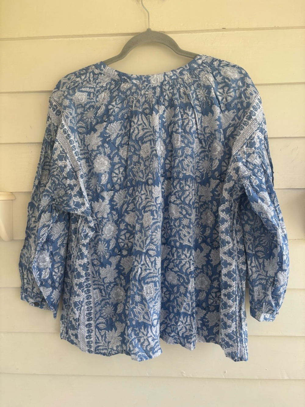 Pure Jill Hand Block Printed Foral 3/4 Sleeve Cotton Top Size Large NWT - Picture 12 of 14